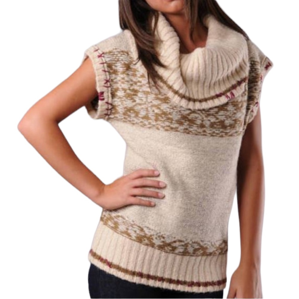 FREE PEOPLE Snow Drift‎ Fair Isle Cowl Neck Top. Size Medium